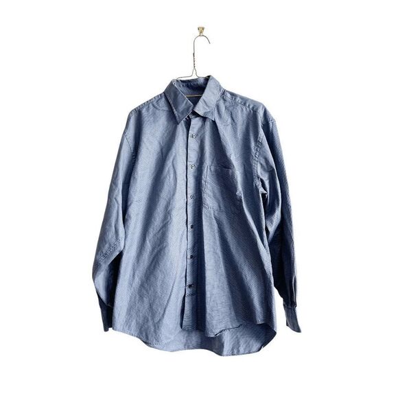 Robert Talbott Mens Houndstooth Button-Up Long Sleeve Dress Shirt Blue Size XL - Picture 1 of 7